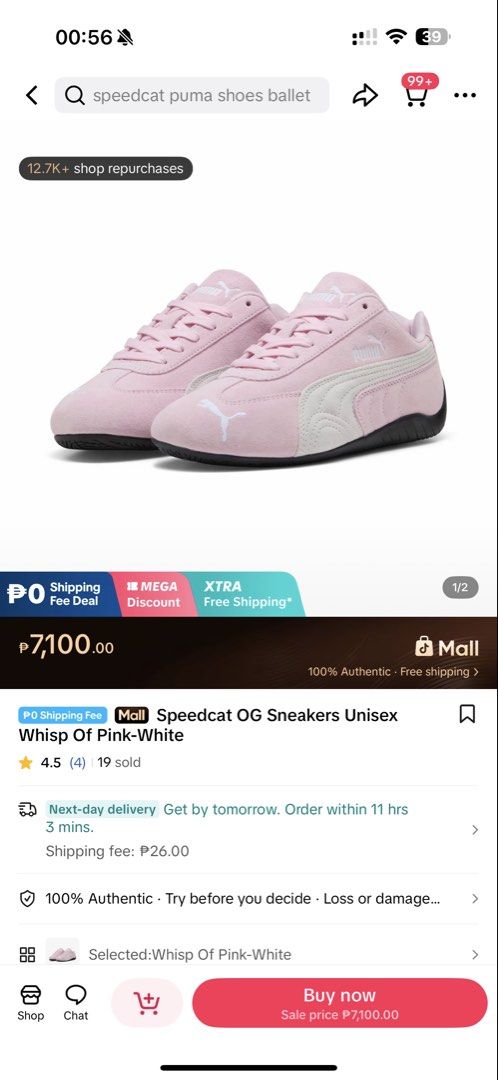 PUMA OG SPEEDCAT (Category: Sneakers) located in Manila. Submitted by emjay20 (Listing ID 1465586397, Image 2). Description: PUMA OG SPEEDCAT WHISP OF PINK- PUMA WHITE - Brand new in box, never worn - Soft pink suede material - Versatile and stylish for everyday casual outfits Bought in Australia, 100% Original ‼️ not Class A or fAke or High Quality ₱7k pa po ito sa store Size 24.5CM US 6.5 UK 5.5.