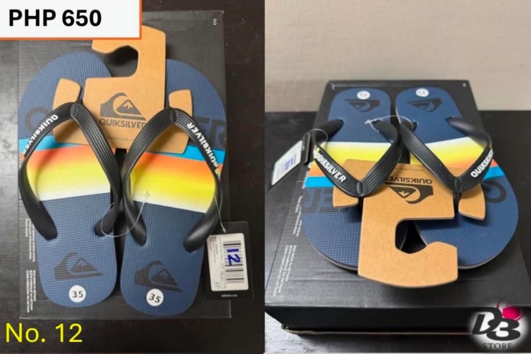 Quiksilver Flip Flops Sandals Blue Gradient Sunset (Category: Slippers and slides) located in Minglanilla. Submitted by dthreestore (Listing ID 1465650010, Image 3). Description: ▪︎Php 650 ▪︎Brand New Authentic ▪︎Follow us on Facebook: D3 Store ▪︎Mode of Payment: Cash/Gcash 🚚 Maxim / J&T (Shipping fee will be shouldered by the buyer) 📍Meet-up (Minglanilla, Cebu) .