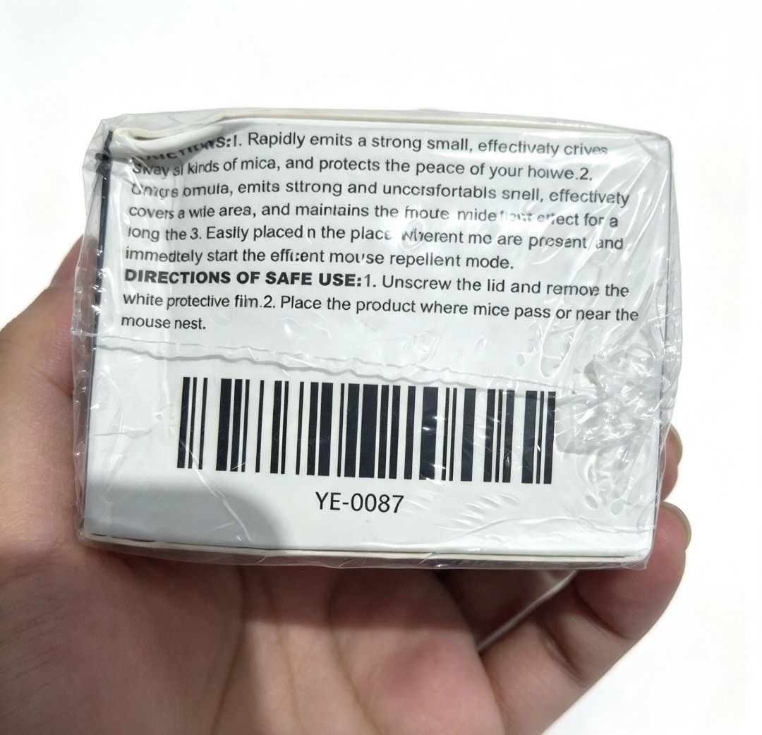 Rat Repellent Cream (Category: Pest Control) located in Quezon City. Submitted by ana-chan (Listing ID 1465676605, Image 2). Description: - Product: YEGBONG Rat Repellent Cream - Net Weight: 120g - Condition: Brand new, unopened with plastic wrap intact - Active Ingredients: Natural pepper and mint essential oils - Shelf Life: 3 years (Expiration Date: April 2028) - Manufacturer: Shantou Yegbong Pet Products - How to Use: Simply unscrew the lid a