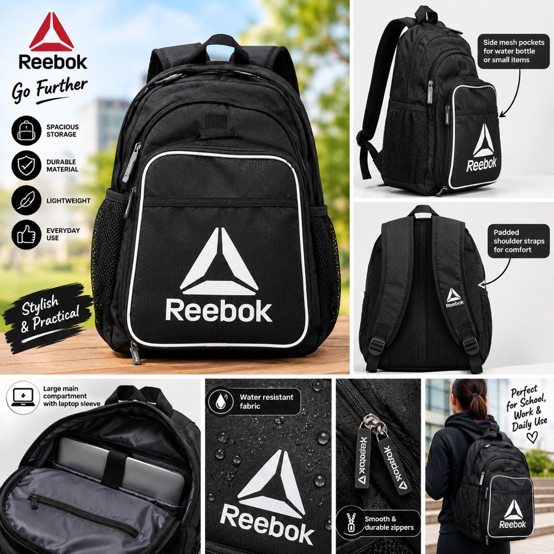 Reebok Charlie Backpack Lunchbag Padded Back Device Storage Hydration Storage (Category: Backpacks) located in Binangonan. Submitted by cleverriver_22ff35 (Listing ID 1465698393, Image 1). Description: NEW ARRIVAL ❗ Reebok Charlie Backpack Lunchbag Padded Back Device Storage Hydration Storage About this item Condition: New with tags. This item is brand new and has never been used. It still has the original tags and/or original packaging. See all 