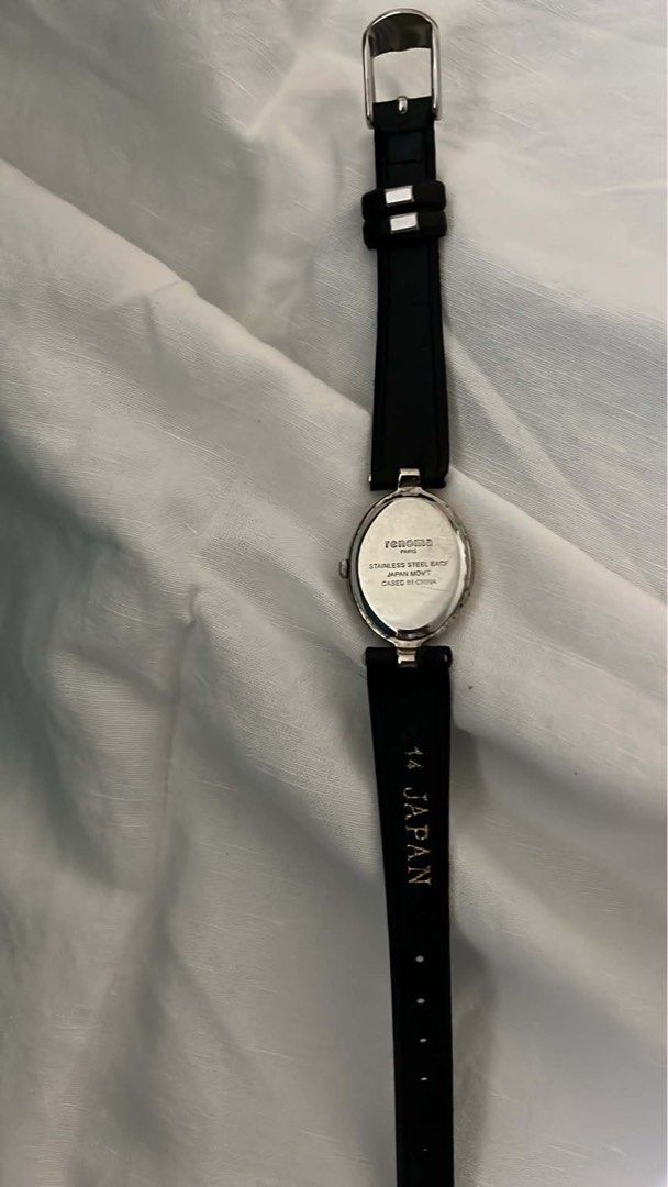 Renoma Paris Oval Wristwatch Black Leather Strap (Category: Women's Watches) located in Manila. Submitted by er.rxr (Listing ID 1465604113, Image 3). Description: - authentic (Japan luxury auction) - working battery and no damages or issues - 9/10 condition.