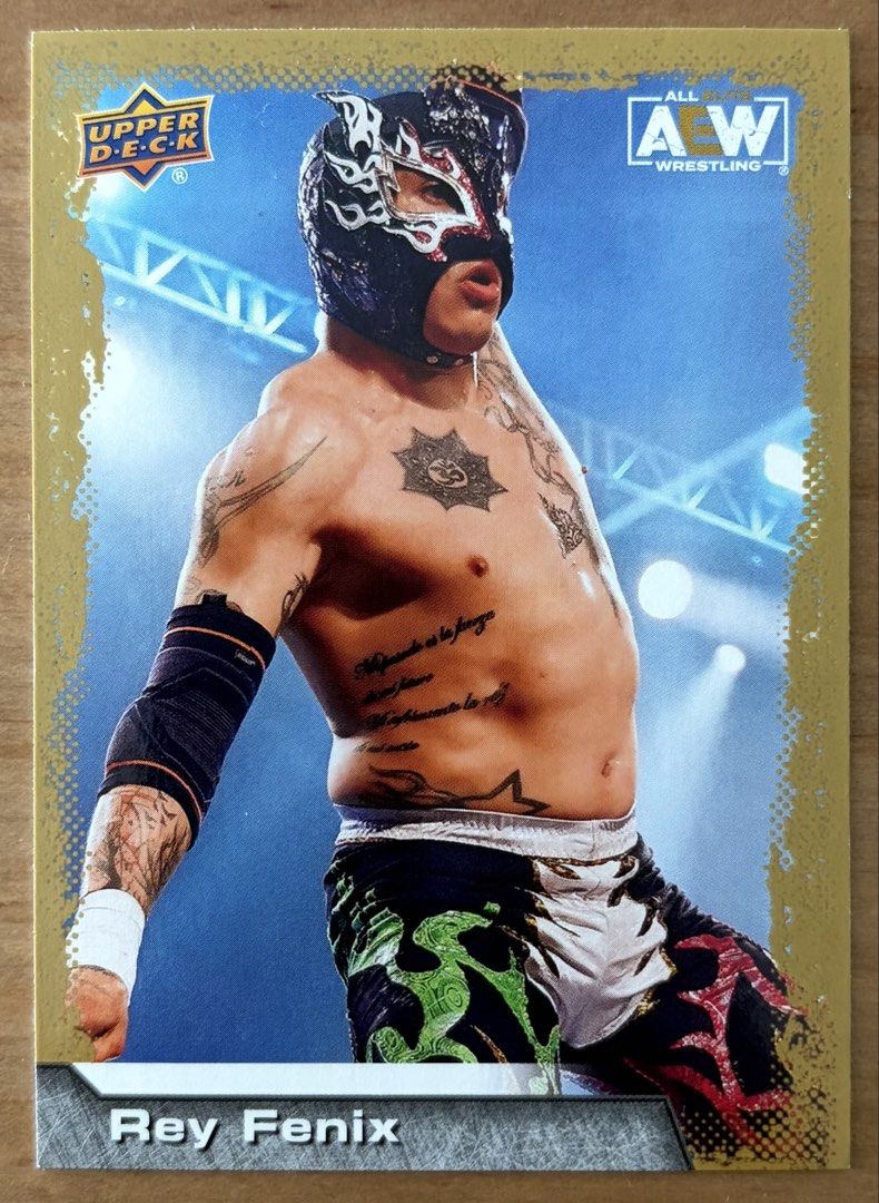 Rey Fenix | AEW Cards ~ Upper Deck '22 [Gold] (Category: Raw Singles) located in Makati City. Submitted by cardlab (Listing ID 1465662356, Image 1). Description: Items are 💯 authentic/original/legit. About The Card: • 2022 Upper Deck • Card No. 48 • Gold FOR: • Cards ₱99 and below with Card Sleeves • Cards ₱100 and up with Used Toploader • ₱10 for Bnew Tops Packaging (If Shipping): ✔️ Plastic cover ✔️ Cardboard ✔️ Bubble wrap NOTE: • Cards are r