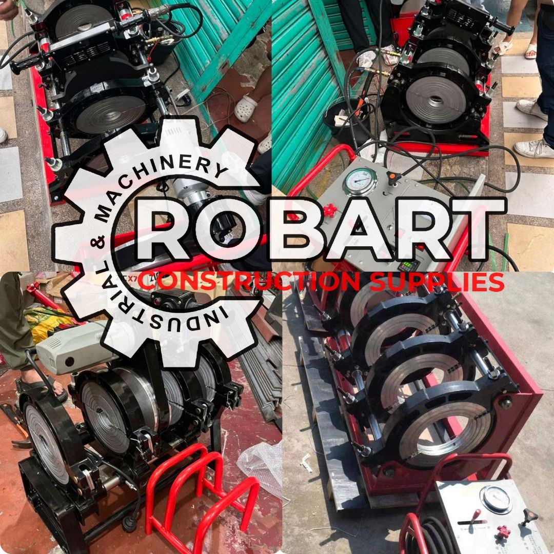 Robart Industrial Machinery HDPE Pipe Fusion Machine (Category: Construction Tools & Equipment) located in Caloocan City. Submitted by angelrobart012 (Listing ID 1465633149, Image 1). Description: - Heavy-duty hydraulic butt fusion machine for HDPE pipes - Includes 4-clamp main frame and hydraulic unit with pressure gauge - Comes with PTFE-coated heating plate, electric facing tool, and supporting stands - Ideal for industrial plumbing and constr