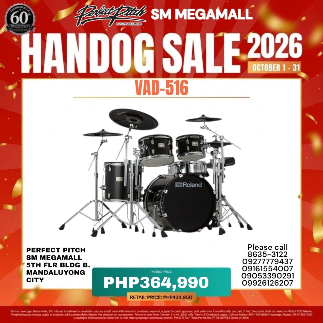 Roland Electronic Drum Set / E-drums / digital drums (Category: Musical Instruments) located in Quezon City. Submitted by marvincaoile (Listing ID 1465647449, Image 2). Description: - Brand/Model: Roland VAD-716 Electronic Drum Set - Finish: Natural Wood - Inclusions: Snare, multiple toms, bass drum, cymbals, and hardware - Promo Price: PHP 609,990 (Original Price: PHP 729,950) - Event: Handog Sale at Perfect Pitch - Location: 5th Floor, Building
