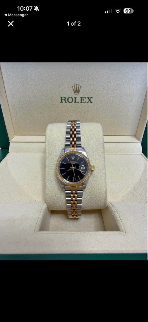 Rolex datejust (Category: Women's Watches) located in Marikina City. Submitted by purplestash28 (Listing ID 1465593296, Image 1). Description: Original Rolex Ladies datejust jubilee bracelet with black dial and date two tone yellow gold .