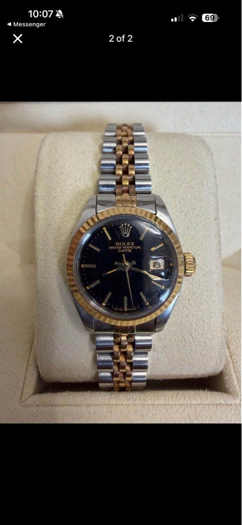 Rolex datejust (Category: Women's Watches) located in Marikina City. Submitted by purplestash28 (Listing ID 1465593296, Image 2). Description: Original Rolex Ladies datejust jubilee bracelet with black dial and date two tone yellow gold .
