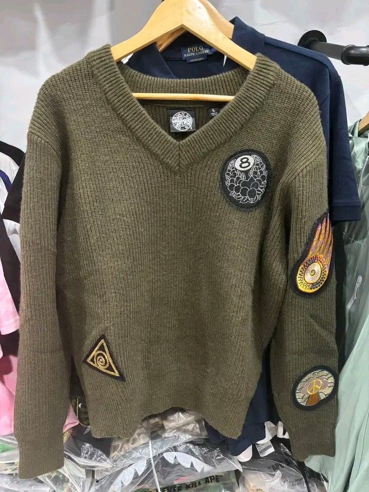 S2SSY x DNP knit sweater (Category: Coats, Jackets and Outerwear) located in Navotas City. Submitted by DalVintage (Listing ID 1465690648, Image 1). Description: STUSSY X DNP LARGE 22.5 WIDTH 26 LENGTH.