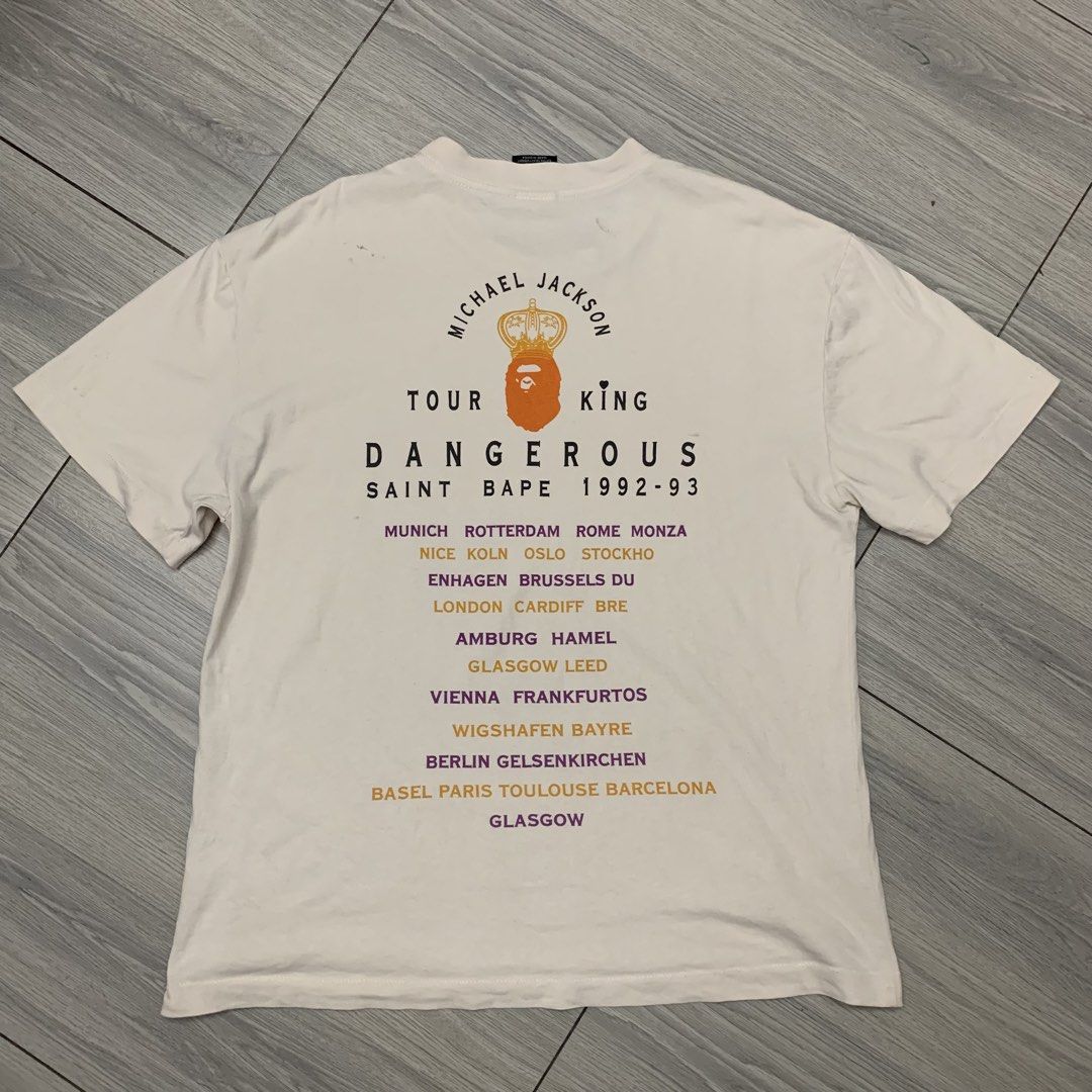 Saint Michael x Bape Michael Jackson Tour Tee (Category: Tshirts & Polo Shirts ) located in Manila. Submitted by arxxxm (Listing ID 1465725065, Image 3). Description: Saint Bape x Michael Jackson Tour Tee 21" width 28" length excellent condition 1000 + sf 📥.