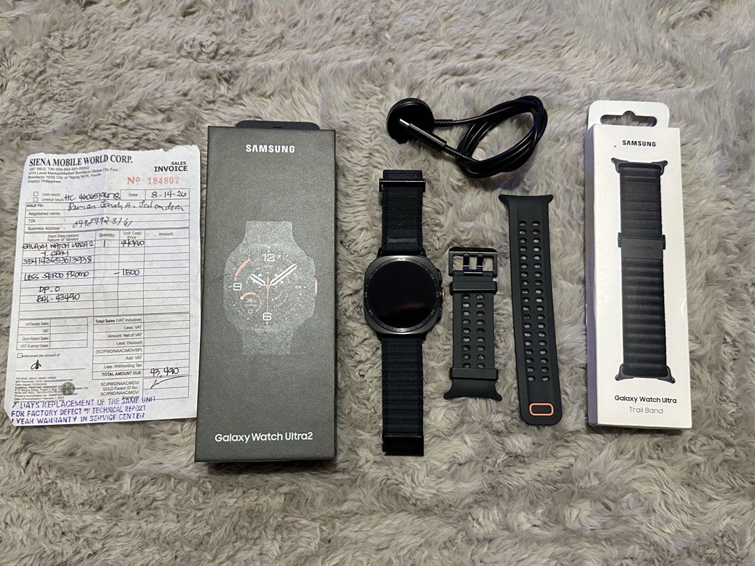 Selling my Galaxy watch ultra 2 (Category: Other Gadgets) located in Manila. Submitted by whickkiiboi (Listing ID 1465709372, Image 2). Description: ⌚️ FOR SALE: Samsung Galaxy Watch Ultra2 Letting go of my Samsung Galaxy Watch Ultra2, purchased August 14, 2026. ✨ Complete set & well maintained • Samsung Galaxy Watch Ultra2 • Original Samsung box • Original charging cable/charger • Strap currently installed on the watch • Samsung Galaxy Watch Ult