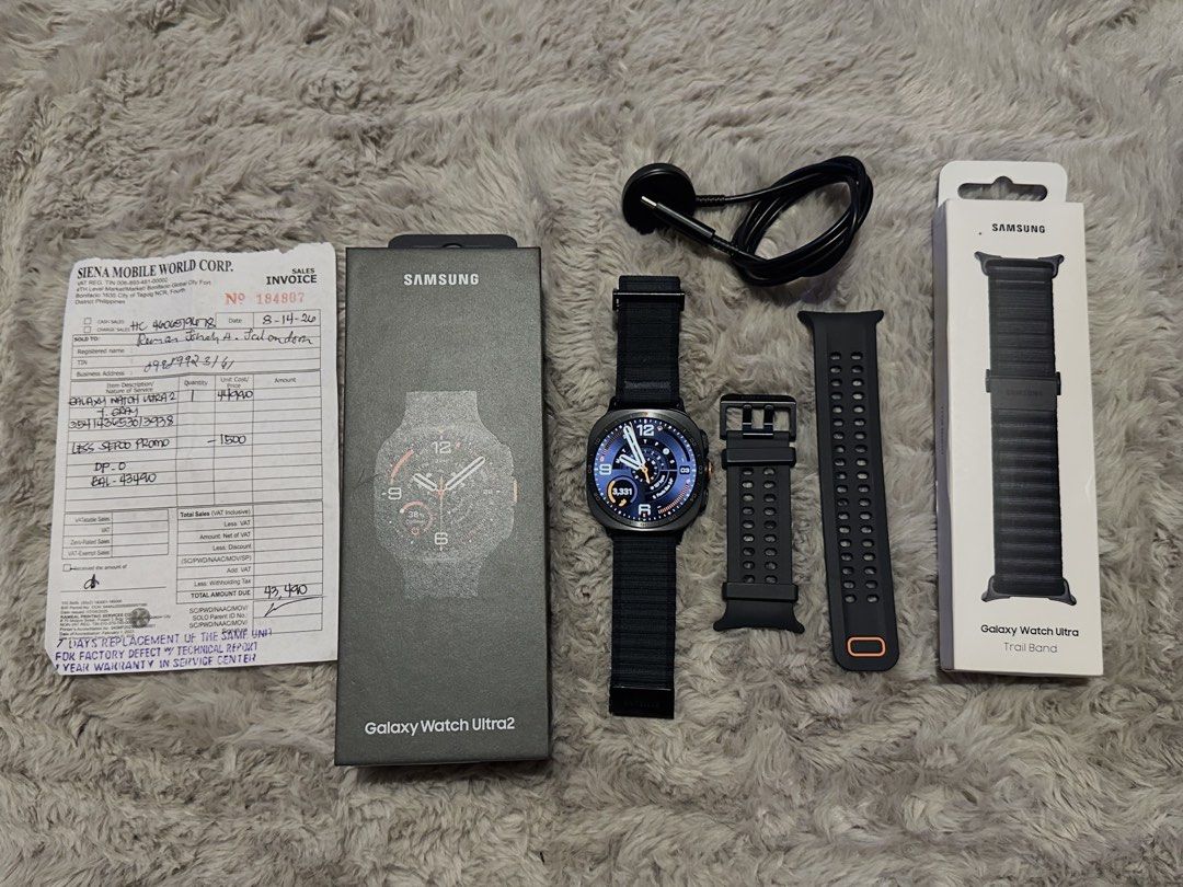 Selling my Galaxy watch ultra 2 (Category: Other Gadgets) located in Manila. Submitted by whickkiiboi (Listing ID 1465709372, Image 1). Description: ⌚️ FOR SALE: Samsung Galaxy Watch Ultra2 Letting go of my Samsung Galaxy Watch Ultra2, purchased August 14, 2026. ✨ Complete set & well maintained • Samsung Galaxy Watch Ultra2 • Original Samsung box • Original charging cable/charger • Strap currently installed on the watch • Samsung Galaxy Watch Ult