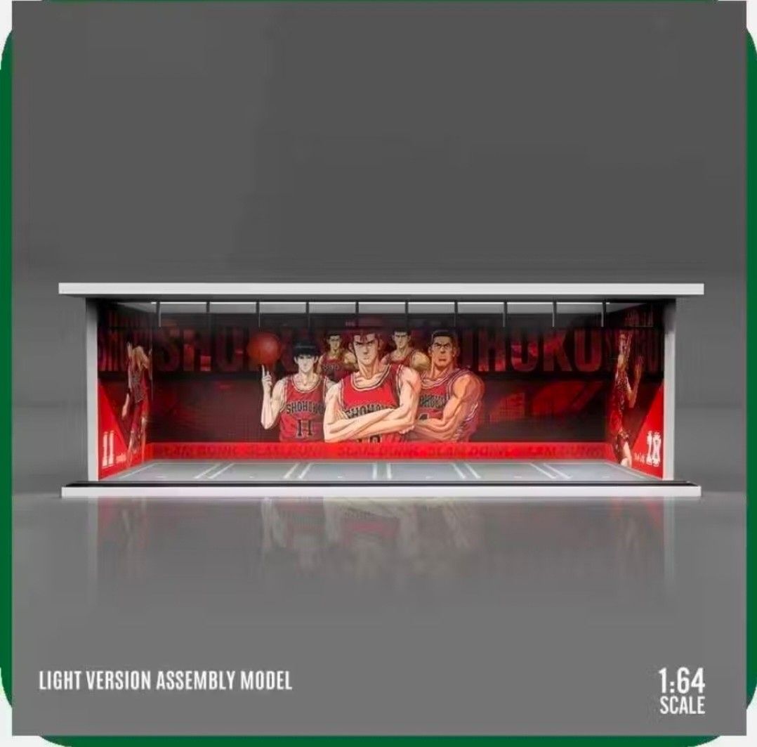 Slam Dunk 1:64 Scale Light Version Assembly Model (Category: Vehicle & Diecast Models) located in San Mateo. Submitted by reyshel08 (Listing ID 1465625049, Image 2). Description: - Scale: 1:64 light version assembly model - Theme: Slam Dunk Shohoku team backdrop with Hanamichi Sakuragi, Rukawa, and crew - Features: Integrated lighting setup for an awesome display effect - Compatibility: Perfect for 1:64 scale diecast cars and miniature figures - 