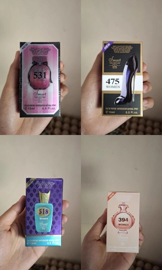Smart Collection Perfume (Category: Fragrance & Deodorants) located in Manila. Submitted by gelalalala.to (Listing ID 1465614195, Image 3). Description: SMART COLLECTION INSPIRED PERFUMES Selling my Smart Collection perfumes. All are inspired by well-known designer fragrances. Available Scents: • No. 64 — Dior J’adore • No. 393 — YSL Black Opium • No. 313 — Bleu de Chanel • No. 387 — Lancôme La Vie Est Belle • No. 394 — Paco Rabanne Olympéa • No.