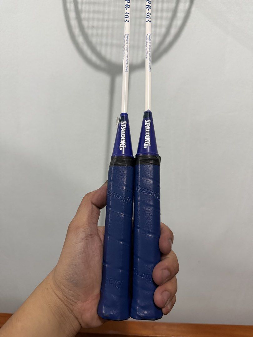 SPALDING 2 PCS BADMINTON RACKET (Category: Racket and Ball Sports) located in Valenzuela. Submitted by maletanijasper (Listing ID 1465752085, Image 3). Description: 2 PCS SPALDING BADMINTON RACKET JAPAN SOURCE .