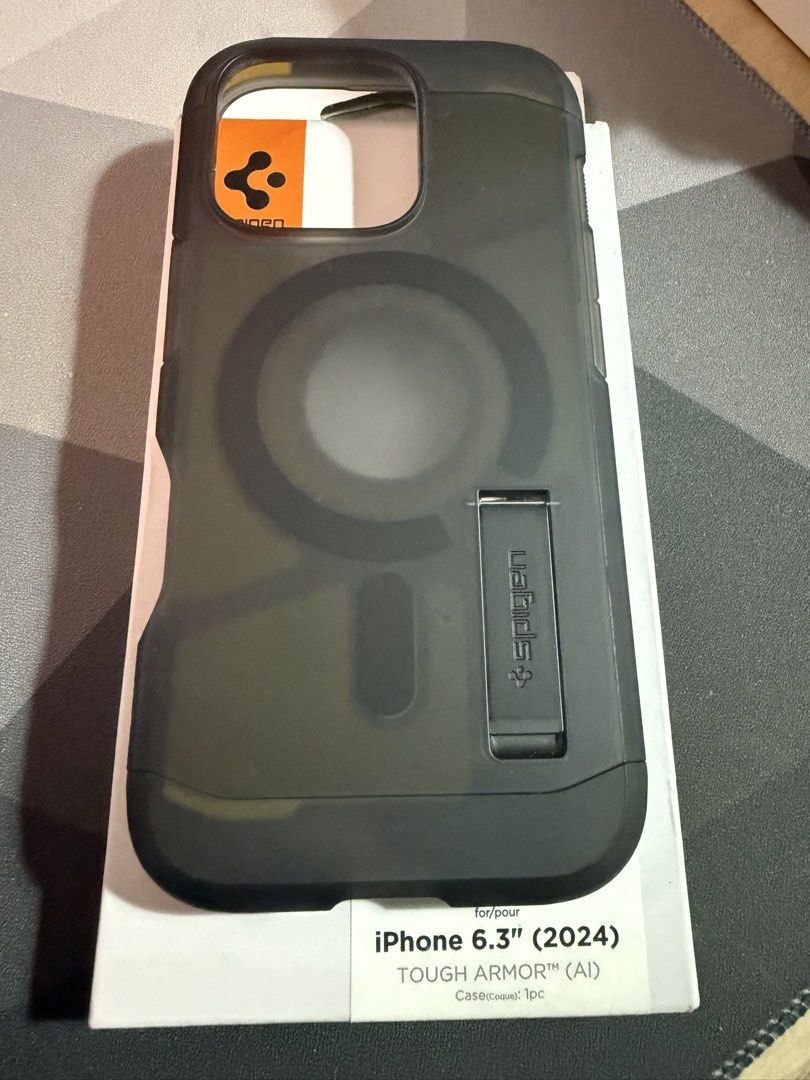 Spigen Tough Armor 16 Pro Case Authentic (Category: Cases & Sleeves) located in Makati City. Submitted by mdg42 (Listing ID 1465641311, Image 1). Description: Spigen Tough Armor (AI) for iPhone 16 Pro. Color: Frost black Used twice. Very good condition. 100% authentic. SRP is at ₱2450. Selling for only ₱1000. Loc: Ayala, Makati.