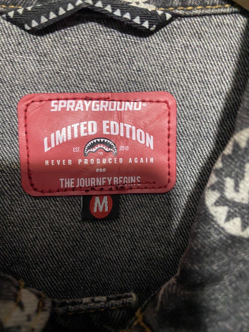 sprayground denim jacket monogram (Category: Hoodies) located in Baguio. Submitted by stickygarments (Listing ID 1465652847, Image 3). Description: sprayground limmet edition monogram denim jacket condition:excellent large dimes:24x27 .