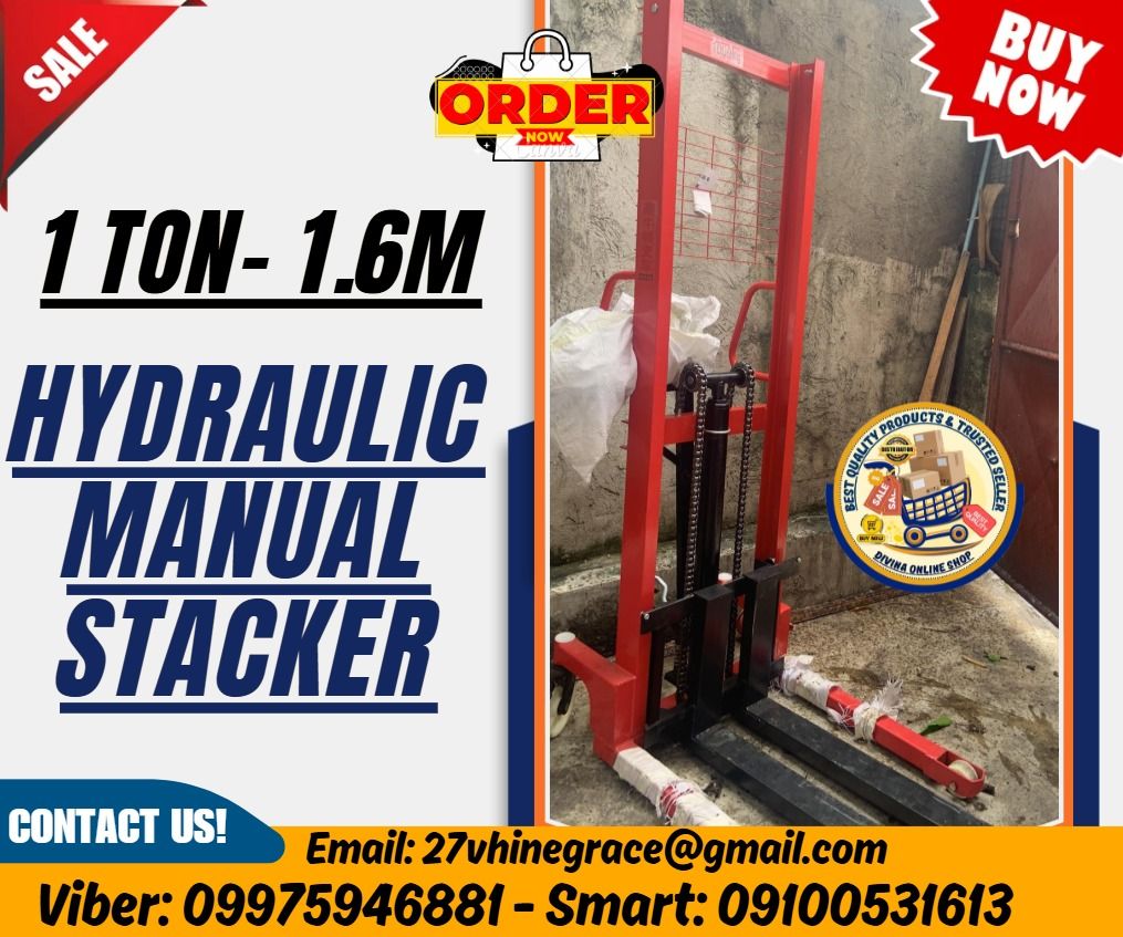 Stacker Manual Stacker Hand Operated Stacker Warehouse Equipment (Category: Everything Else Others) located in Mabalacat. Submitted by aprilmhay.fire (Listing ID 1465610064, Image 1). Description: ✅ 💯 Guaranteed Seller ✅ Good Quality Products ✅ 💯 Legit Distributor ✅ Complete Permits ✅ 1 Year Warranty 💰PAYMENT TERMS: 50% Down Payment 50% Cash upon Delivery 🌟 Hydraulic Forklift Manual Stacker 1 Ton- 1.6m Lifting Height Price: 33,000 Specificati