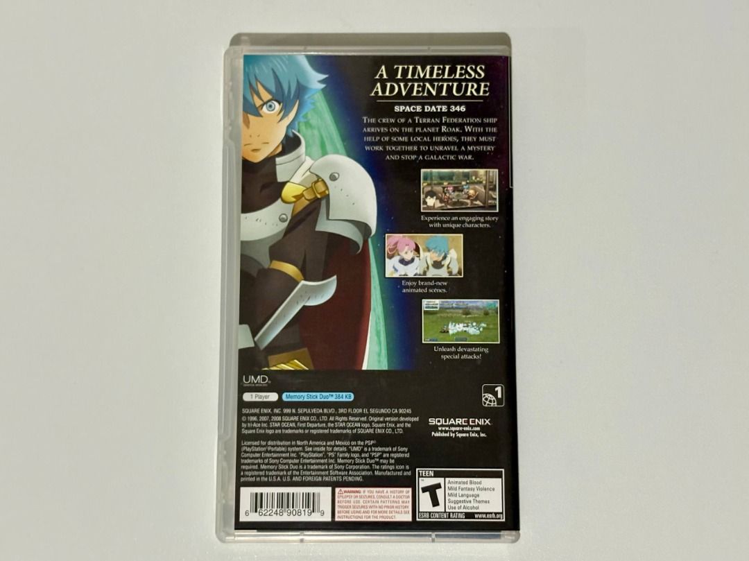 Star Ocean First Departure (Category: PlayStation) located in Quezon City. Submitted by jcmlico (Listing ID 1465734241, Image 3). Description: Star Ocean First Departure Inclusions (CIB | All Authentic): 1) Cover Art 2) Physical Manual/Booklet 3) UMD 4) PSP Case Can send more pictures and/or videos for HIGHLY INTERESTED buyers. Shipping & Delivery Options: 1) Lalamove 2) LBC 3) J&T Shipping fee is shouldered by the buyer..