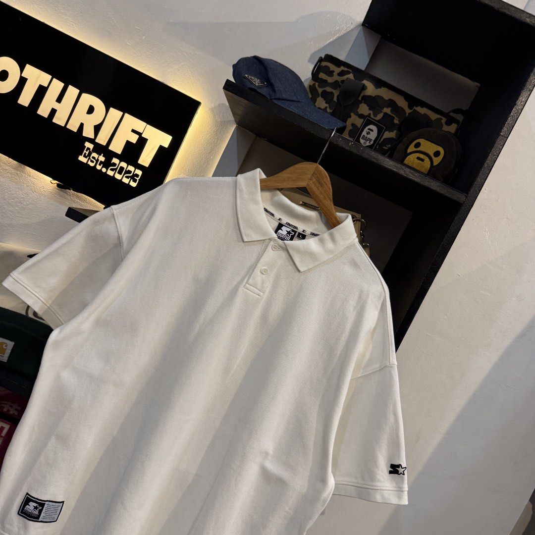 Starter Black Label White Polo Shirt (Category: Tshirts & Polo Shirts ) located in Manila. Submitted by carbungcoalex (Listing ID 1465744878, Image 2). Description: STARTER WHITE POLO SHIRT 24.5 by 29 Excellent Condition Complete tags 1200 CLAIM.