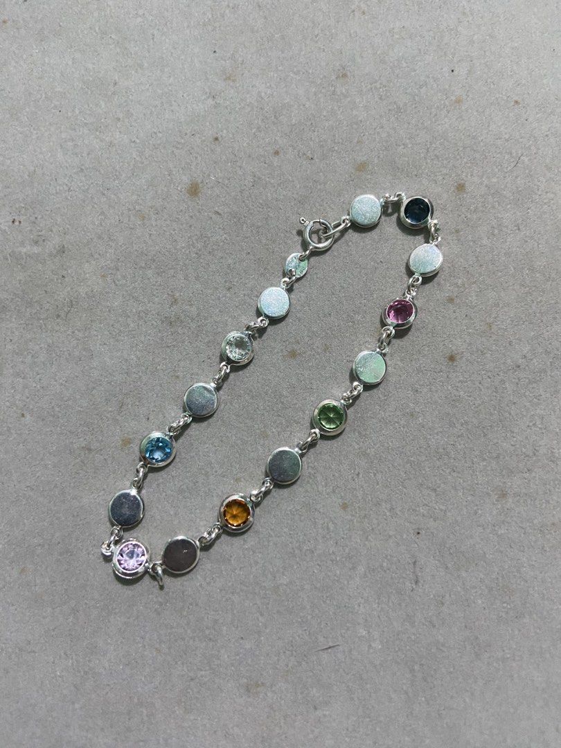 Sterling Silver 925 multicolored stone bracelet (Category: Bracelets) located in Binan City. Submitted by retroz_collections (Listing ID 1465746938, Image 1). Description: 7.5 inches length x 6mm width.