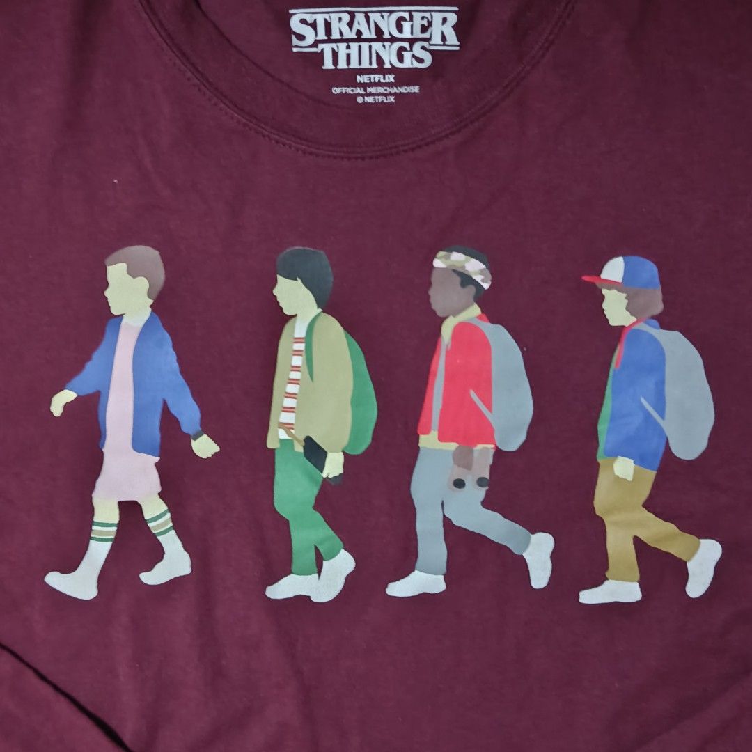 Stranger Things Netflix Official Merchandise (Category: Tshirts & Polo Shirts ) located in Manila. Submitted by jerrykyle (Listing ID 1465672107, Image 2). Description: Width - 17 Length - 20.5 Sleeves - 25.5 Ways of getting the item: Pick up or Meet up ( 📍Pampanga) J&T Express Delivery.