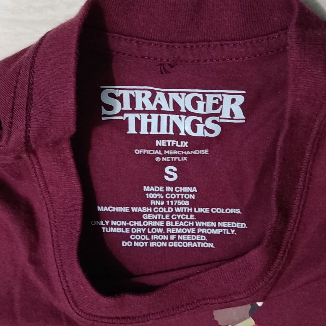Stranger Things Netflix Official Merchandise (Category: Tshirts & Polo Shirts ) located in Manila. Submitted by jerrykyle (Listing ID 1465672107, Image 3). Description: Width - 17 Length - 20.5 Sleeves - 25.5 Ways of getting the item: Pick up or Meet up ( 📍Pampanga) J&T Express Delivery.