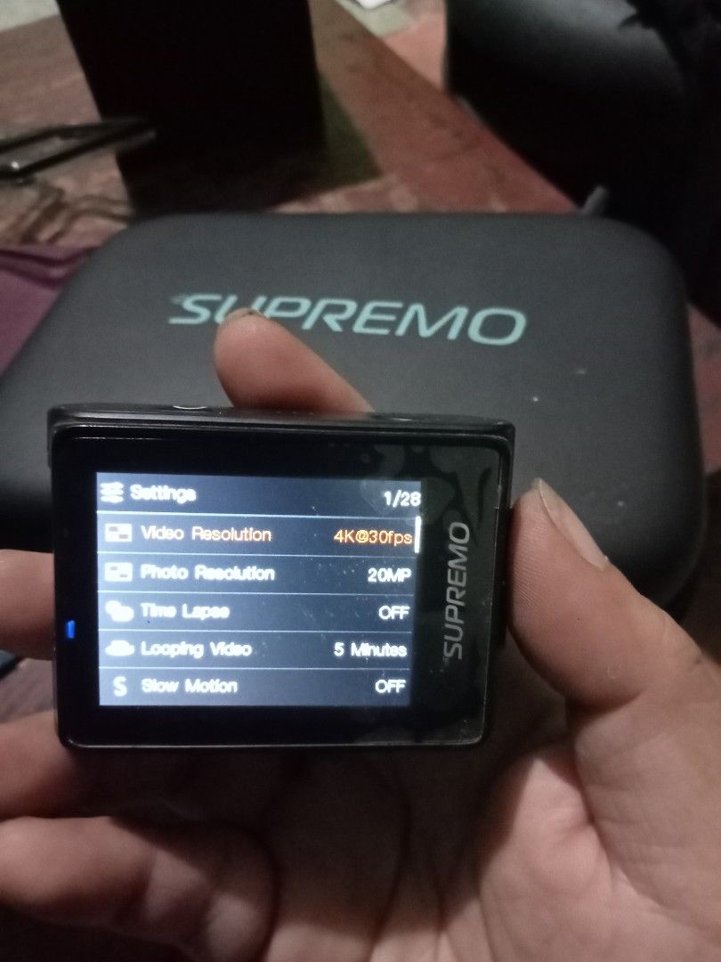 Supremo Conquest Action Camera Full Bundle (Category: Video Cameras) located in Quezon City. Submitted by carol.legaspi29 (Listing ID 1465663436, Image 2). Description: - Supremo Conquest Action Camera (4K at 30fps, 20MP photos) - Fully tested and 100% working condition - Includes waterproof housing, protective carry case, and remote control - Powered up with 2 batteries and a convenient dual battery charger - Packed with tons of mounting accesso