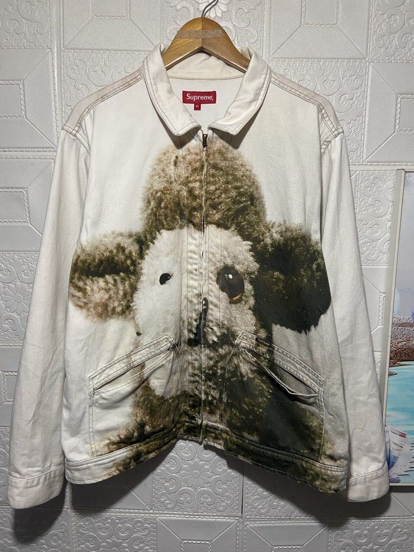 supremw mike kelly denim jacket (Category: Hoodies) located in Baguio. Submitted by stickygarments (Listing ID 1465650323, Image 1). Description: supreme mike kelly denim jacket condition:excellent large dimes:25x27 .
