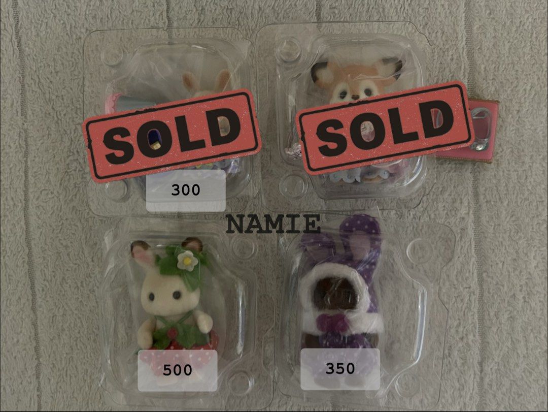 Sylvanian families (Category: Designer & Blind Box Toys) located in Cebu City. Submitted by __icecube__ (Listing ID 1464210982, Image 1). Description: wts lfb strawberry choco rabbit colourful bunny purple nursery princess deer and rabbit (❌SOLD) ALL ARE BRAND NEW (sealed purple bunny and kakaopen lang ng strawberry choco rabbit) loc: bohol mop: maribank mod: j&t.