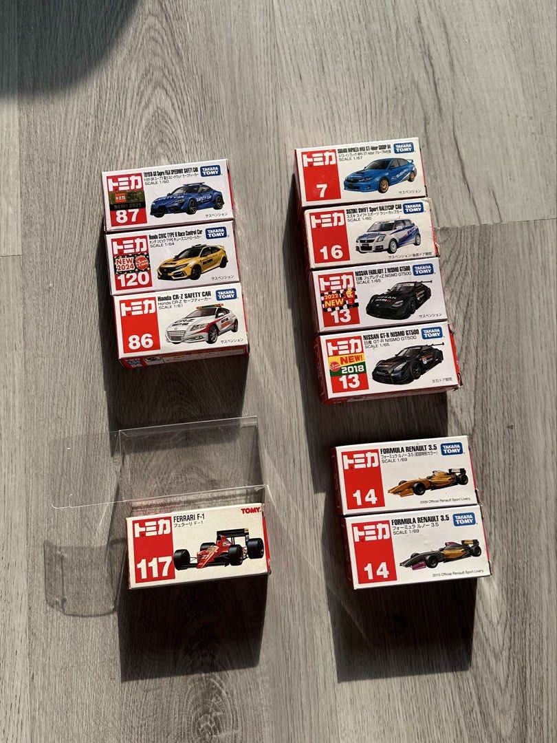 Takara Tomy Tomica Racing (Each) (Category: Vehicle & Diecast Models) located in Quezon City. Submitted by garagetoyz01 (Listing ID 1465060697, Image 1). Description: Tomica Collection (Each) All - 800 (Except) Ferrari F-1 Sticker not Applied - 5000 Metro Manila 🛵 Delivery via Lalamove Delivery Fee Shouldered by Buyer Mode of Payment : Gcash or Cash 🔵⚪️ PM for Details if Interested.