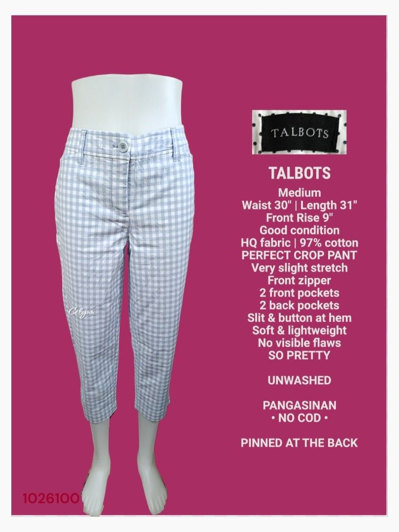 TALBOTS Blue Perfect Crop Pants; Medium (Category: Other Bottoms) located in Moncada. Submitted by celynn.collection (Listing ID 1465602268, Image 2). Description: ✅ PLEASE READ BEFORE ASKING! 😊 ----------------------------------------------------- 📍LOCATION: Pangasinan, Luzon ----------------------------------------------------- ✅ Clothes are THRIFTED or PRE-LOVED unless stated brand new. ----------------------------------------------------- B