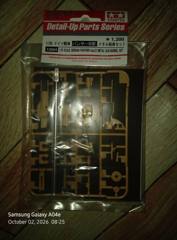Tamiya 1/35th metal barrel set (Category: Gundam & Model Kits) located in Taguig. Submitted by mavuika (Listing ID 1465593776, Image 2). Description: Tamiya 1/35th scale Panther ausf. D metal barrel set Condition: Unused Price: 500 php Payment: Meet up Location: Sta. Ana Taguig city | Pateros | Pasig City (anywhere).
