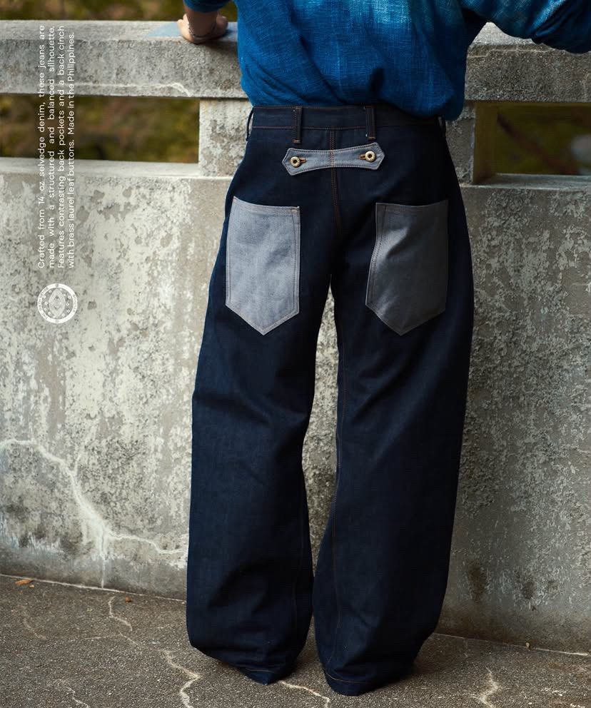 The Sixth Sense Studios Deep In Blue Crescent Jeans (Category: Jeans) located in Quezon City. Submitted by raremountain.19d94e (Listing ID 1465758493, Image 3). Description: Brand new. Sizing indicated in the photo. RFS: too loose on me. Selling at cost..