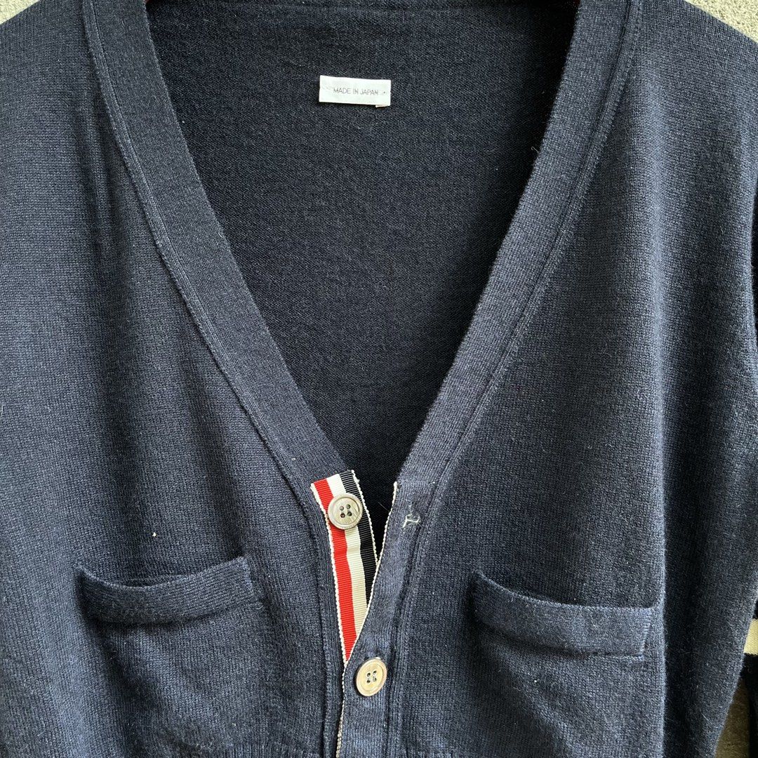 THOM BROWNE CARDIGAN (Category: Longsleeves) located in Manila. Submitted by flippinn (Listing ID 1465609230, Image 3). Description: Size 1 18W 22L Missing Main tag Lalamove or J&t Express + Shipping fee.