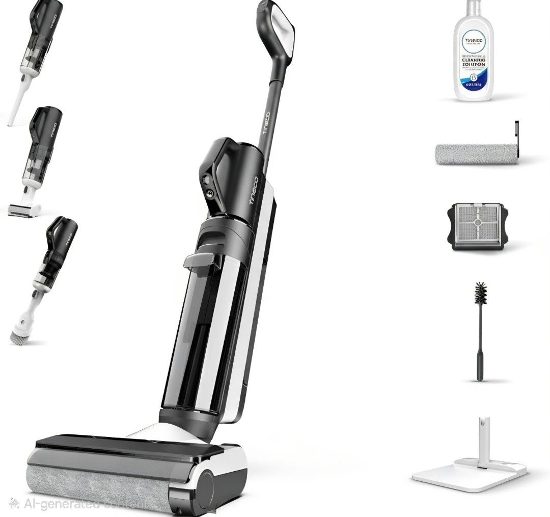 Tineco Floor S5 Combo (Category: Cleaning Tools & Supplies) located in Taguig. Submitted by lorenzeeeeee53224 (Listing ID 1465597499, Image 2). Description: Tineco multi-surface floor wet and dry vacuum Includes self-cleaning roller brush, 22-minute runtime, 0.5L clean water tank, and 0.45L dirty water tank. Full accessory bundle shown in pictures: cleaning solution, filter, cleaning tool, and charging dock. Works on hardwood, tile, and sealed fl