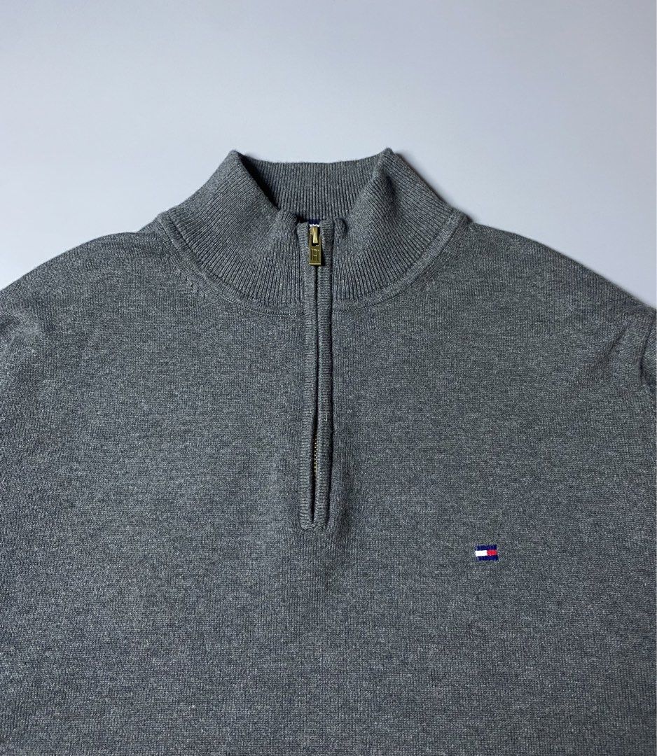 Tommy Hilfiger Quarter Zip Sweater (Category: Formal Shirts) located in Makati City. Submitted by earnx_ (Listing ID 1465629654, Image 3). Description: Tommy Hilfiger Quarter Zip Sweater - Color Gray - Size Large on tag - Dimension is 20x25 (Stretchable) - Authentic/Legit - Excellent to Asnew condition .