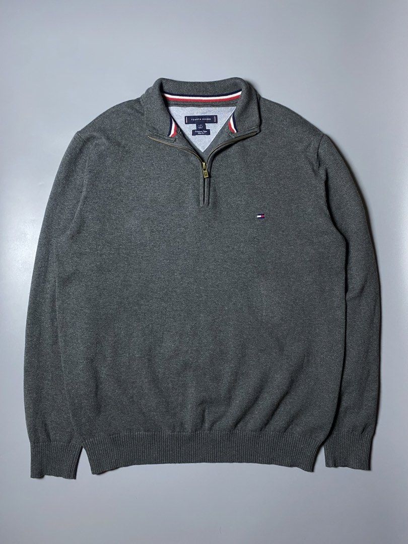 Tommy Hilfiger Quarter Zip Sweater (Category: Formal Shirts) located in Makati City. Submitted by earnx_ (Listing ID 1465629654, Image 2). Description: Tommy Hilfiger Quarter Zip Sweater - Color Gray - Size Large on tag - Dimension is 20x25 (Stretchable) - Authentic/Legit - Excellent to Asnew condition .