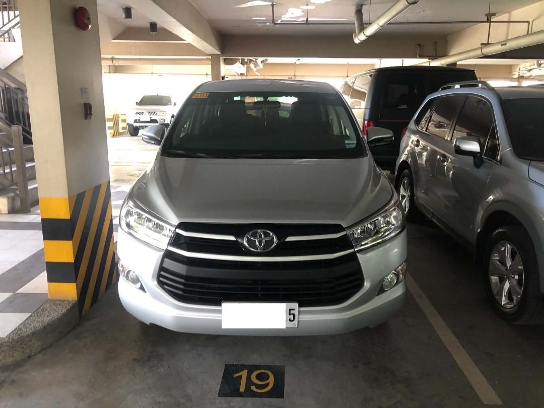 Toyota Innova (Category: Used Cars) located in Mandaluyong City. Submitted by cito.quiambao (Listing ID 1465636122, Image 1). Description: Model: 2018 Toyota Innova 2.8E Silver Automatic transmission 6-speed, All-power Paint, Interiors, Suspension in good condition Tires - Front tires new First owner Clean Papers/Ready to transfer Minor scratches in bumper For inquiries, contact 0917-893-5336.