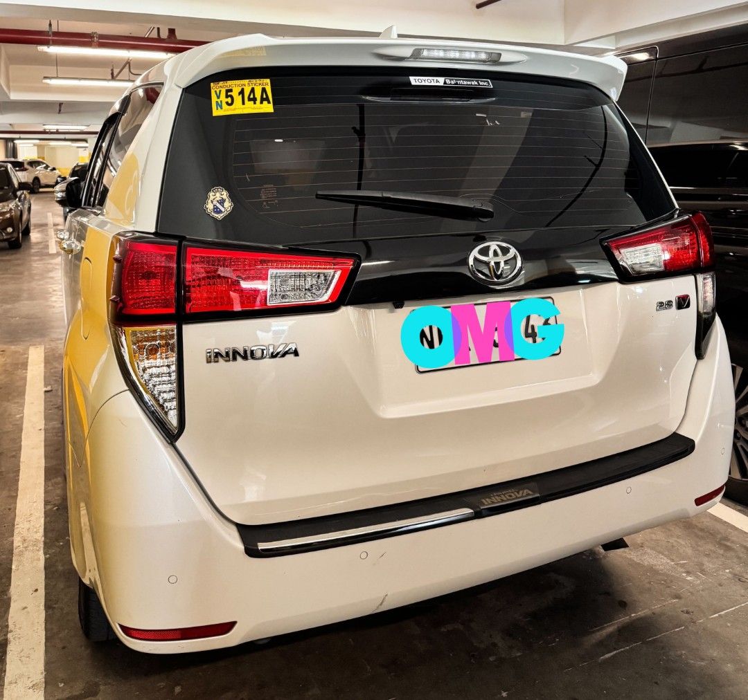 Toyota Innova (Category: Used Cars) located in Quezon City. Submitted by angeladustin72 (Listing ID 1465724316, Image 2). Description: 2025 toyota innova v push start auto fold side mirror intelligent door open captain sear middle row automatic diesel 2.8 6speed power mode / eco mode orig paint zero issue clean papers ist owner loc qc 1.290 knego.