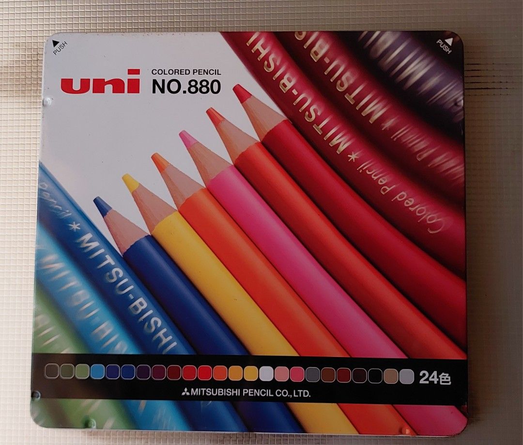 Uni colored pencil No. 880 (Category: Stationery & School Supplies) located in Manila. Submitted by kimkimkimc53329 (Listing ID 1465651233, Image 1). Description: never sharpened.