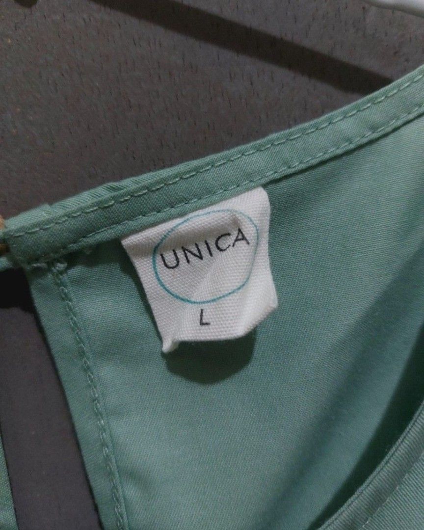 UNICA blouse (Category: Blouses) located in Quezon City. Submitted by meibunny (Listing ID 1465688513, Image 3). Description: unica blouse sage green size Large - petfect for Medium to semi-Large.