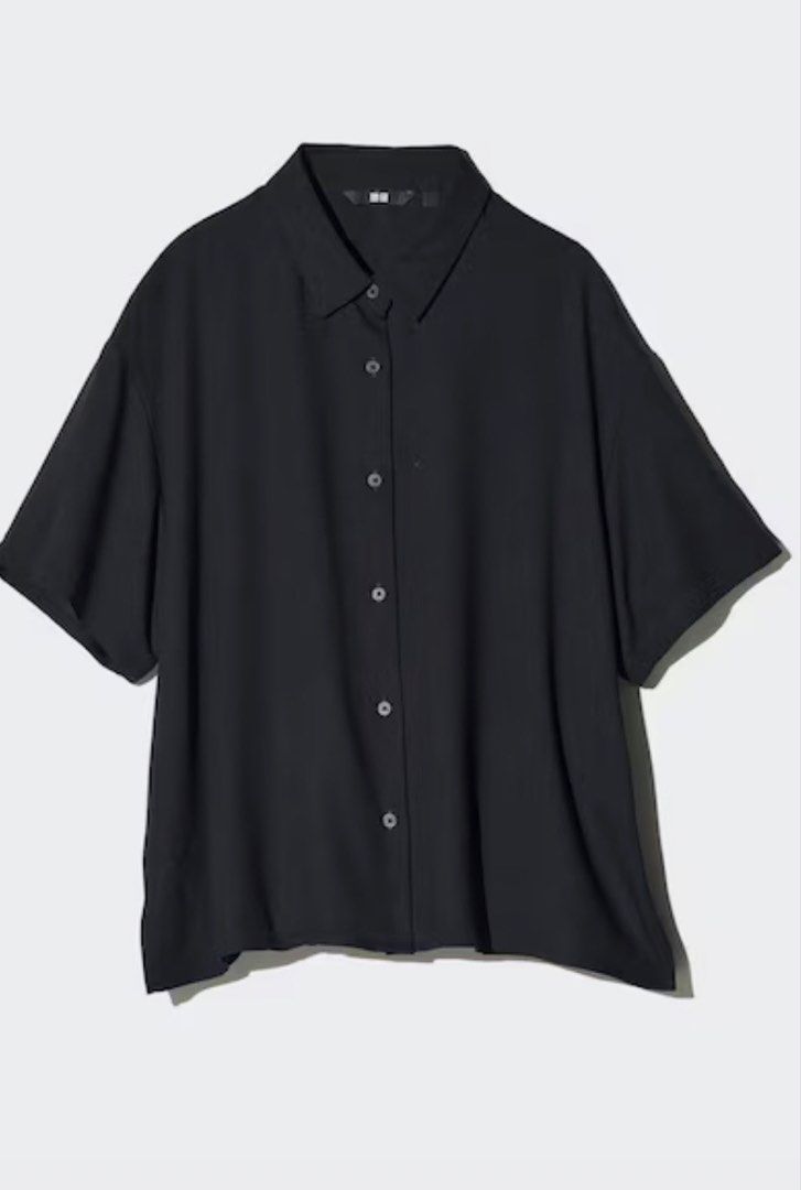 UNIQLO drape button down rayon top (Category: Blouses) located in General Santos City (Dadiangas). Submitted by curatedstuffs101 (Listing ID 1465599983, Image 1). Description: Like new No flaws Color rate:10/10 Size:XL on tag Dimension Width:24 inches Length:25 inches Low ballers will not be entertained .