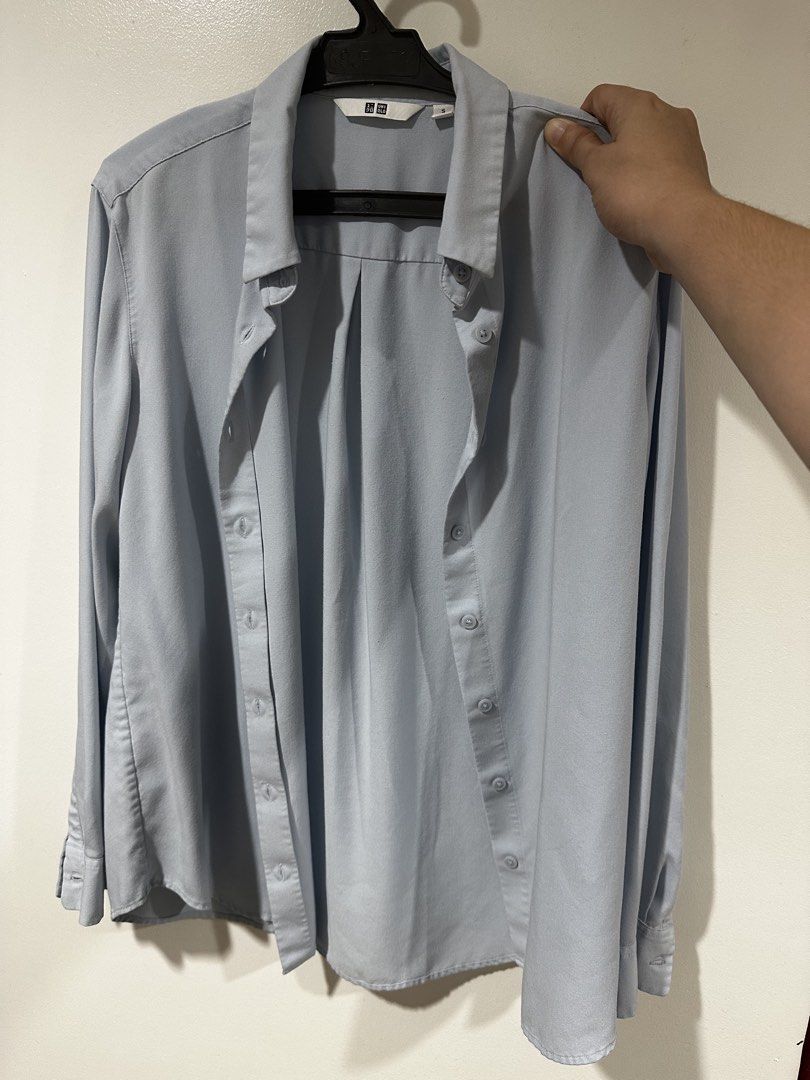 Uniqlo Long Sleeve Button-Down Blouse (Category: Longsleeves) located in Pantabangan. Submitted by declutter.monkey (Listing ID 1465718209, Image 3). Description: ***ALL PRICES NEGOTIABLE SURE BUYERS ***2000 TAKE ALL - Mustard - branch new | no tag 900 - Light blue - used 350 - Pink - used 350 - Maroon - lightly used, like new 500.