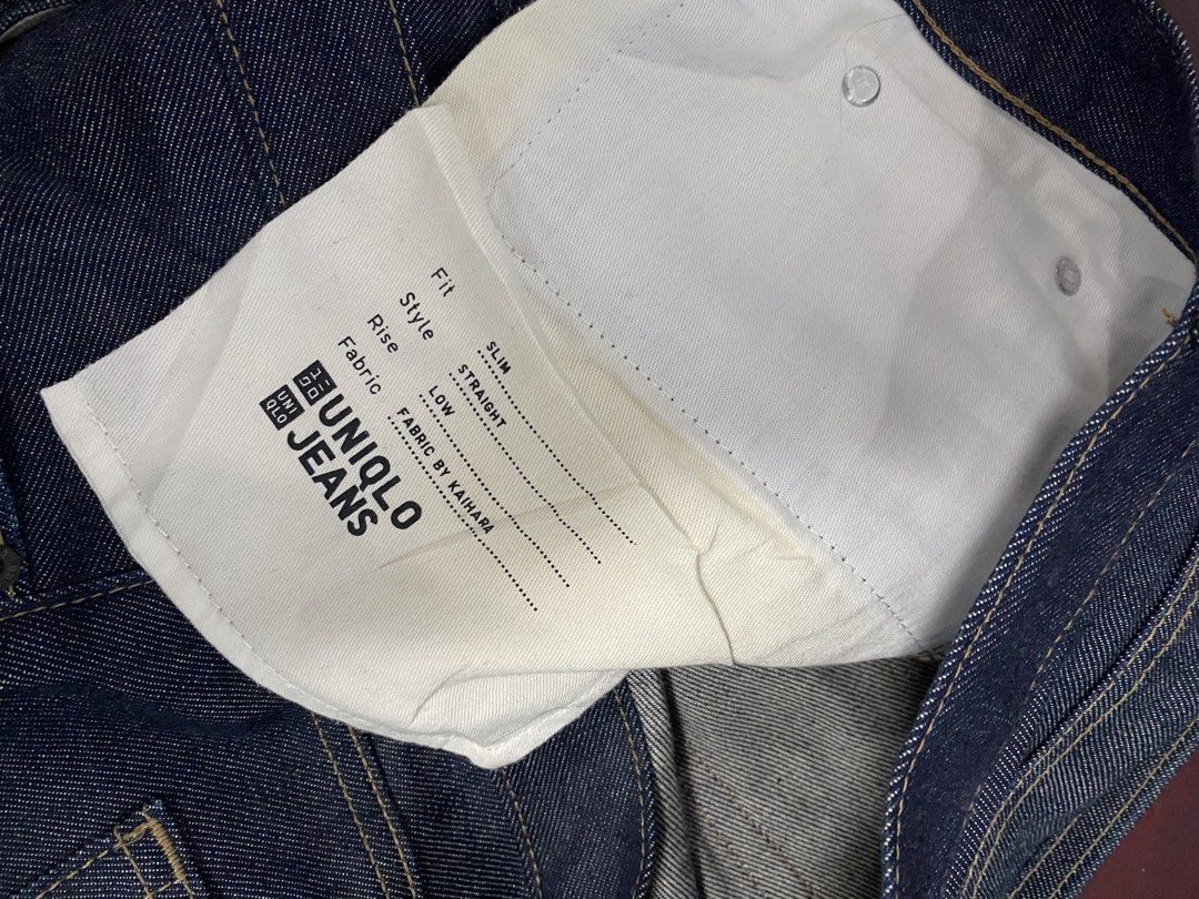 Uniqlo selvedge denim (Category: Jeans) located in Dumaguete. Submitted by hirrja97559 (Listing ID 1465700757, Image 3). Description: Uniqlo selvedge denim‼️ Size 34 width 18 length 43 hem 7.5 Straight cut Excellent condition 9.7/10 color rate.