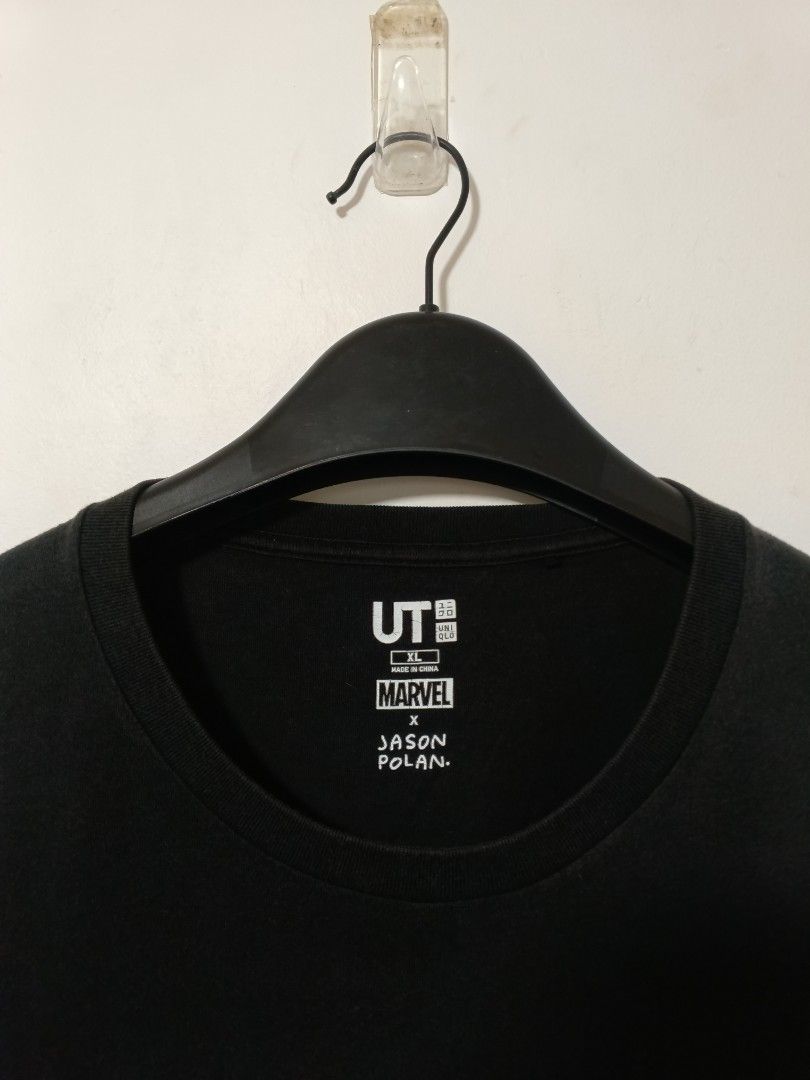 Uniqlo Shirt (Category: Tshirts & Polo Shirts ) located in Cebu City. Submitted by authenticgrids (Listing ID 1465707320, Image 3). Description: Uniqlo X Marvel X Jason Polan Black shirt Color rate 9/10 📍Issue/s: Minimal Dot stain discoloration 🫧 See last Photo Size on Tag XL 🏷️ Dimensions Width 23 inches Length 28.5 inches 📥📥📥📥 DM us for More DETAILS.