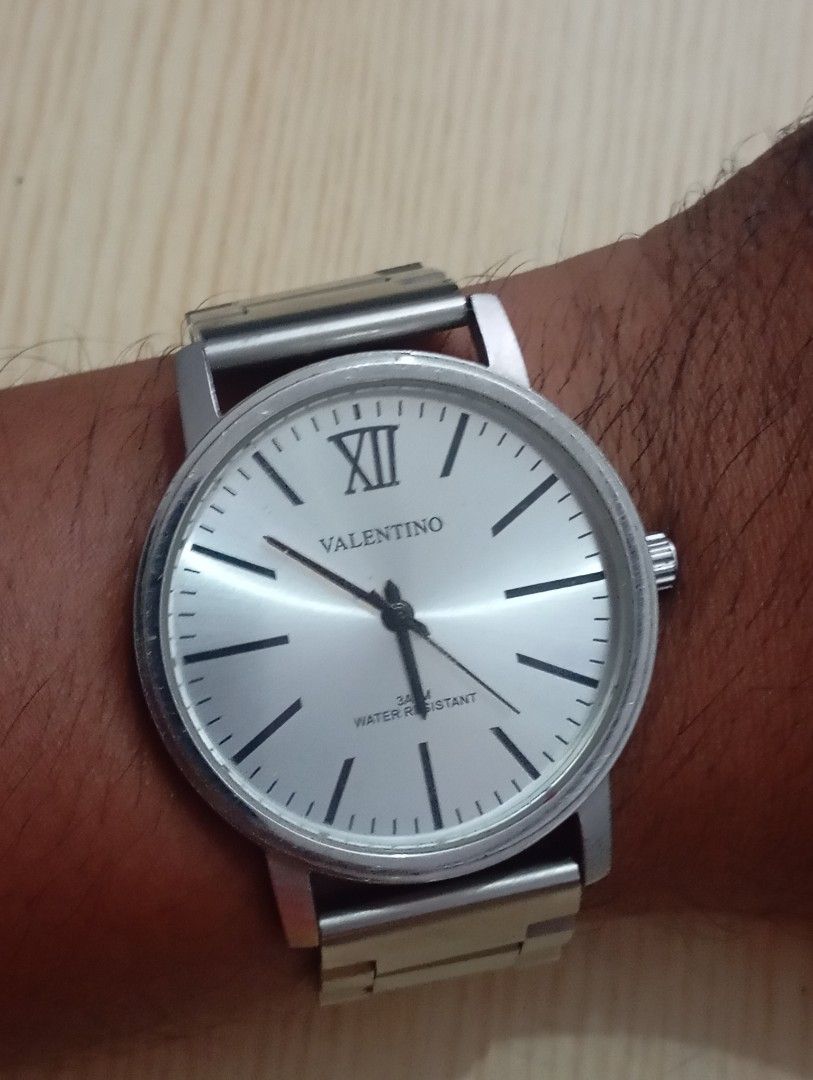 Valentino (Category: Men's Watches) located in Las Pinas. Submitted by quick_deals_great_finds2 (Listing ID 1465656321, Image 3). Description: Original good working condition Quartz with battery 42mm large fits wrist 6.8 inches.