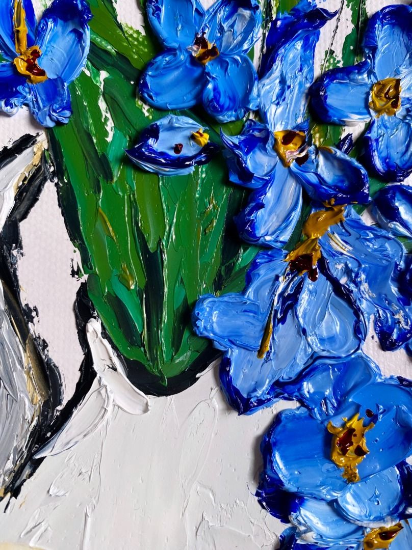 Van Gogh Inspired Irises (Category: Wall Decor) located in Manila. Submitted by jamaymaart (Listing ID 1465677849, Image 3). Description: 🎨 ORIGINAL HANDPAINTED OIL PAINTING ✨ Original artwork 🖼️ Medium: Oil on Canvas 📐 Size: 12 x 12 in. 💰 Price: ₱4000 📍 Location: Metro Manila A one-of-a-kind original painting created to bring beauty and character into your space. Perfect for your bedroom, living room, office, or as a meaningful gift. ✔️ 100