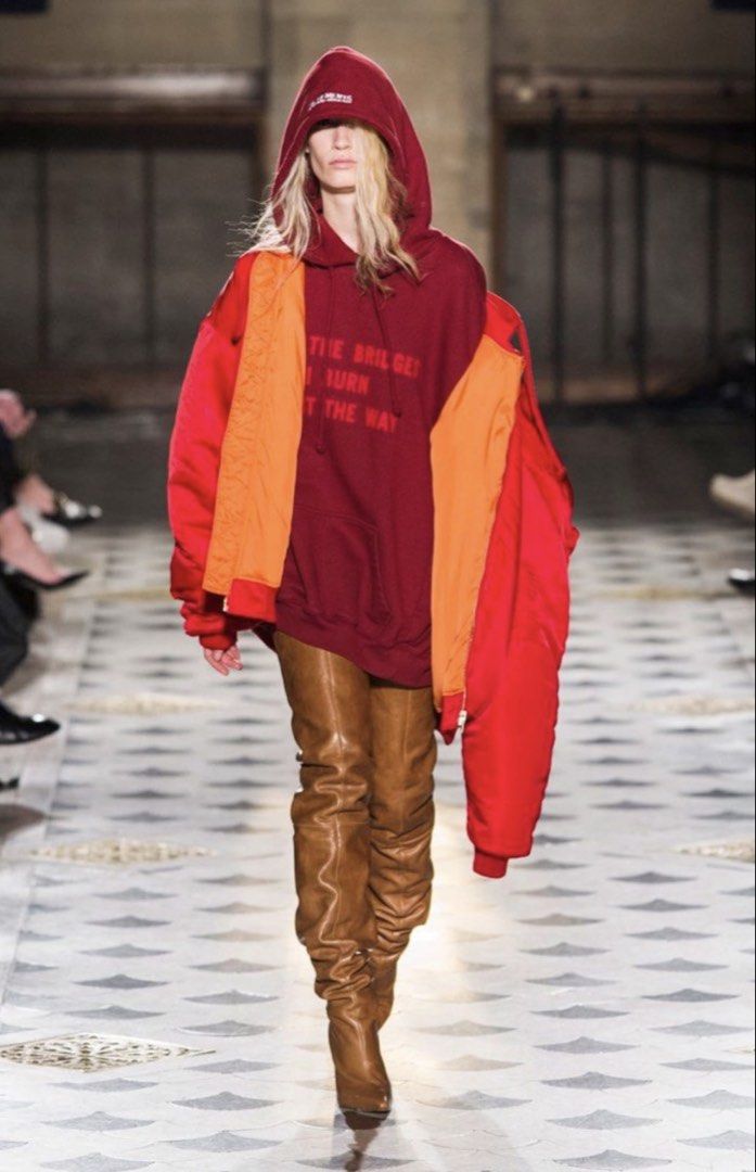 VETEMENTS - Runway piece - Demna (Category: Coats, Jackets and Outerwear) located in Cavite. Submitted by asianluxe (Listing ID 1465699415, Image 2). Description: Good condition Very presentable No flaw or damage Size: small fit to 2XL Length: 29 inches Width: 28 inches.