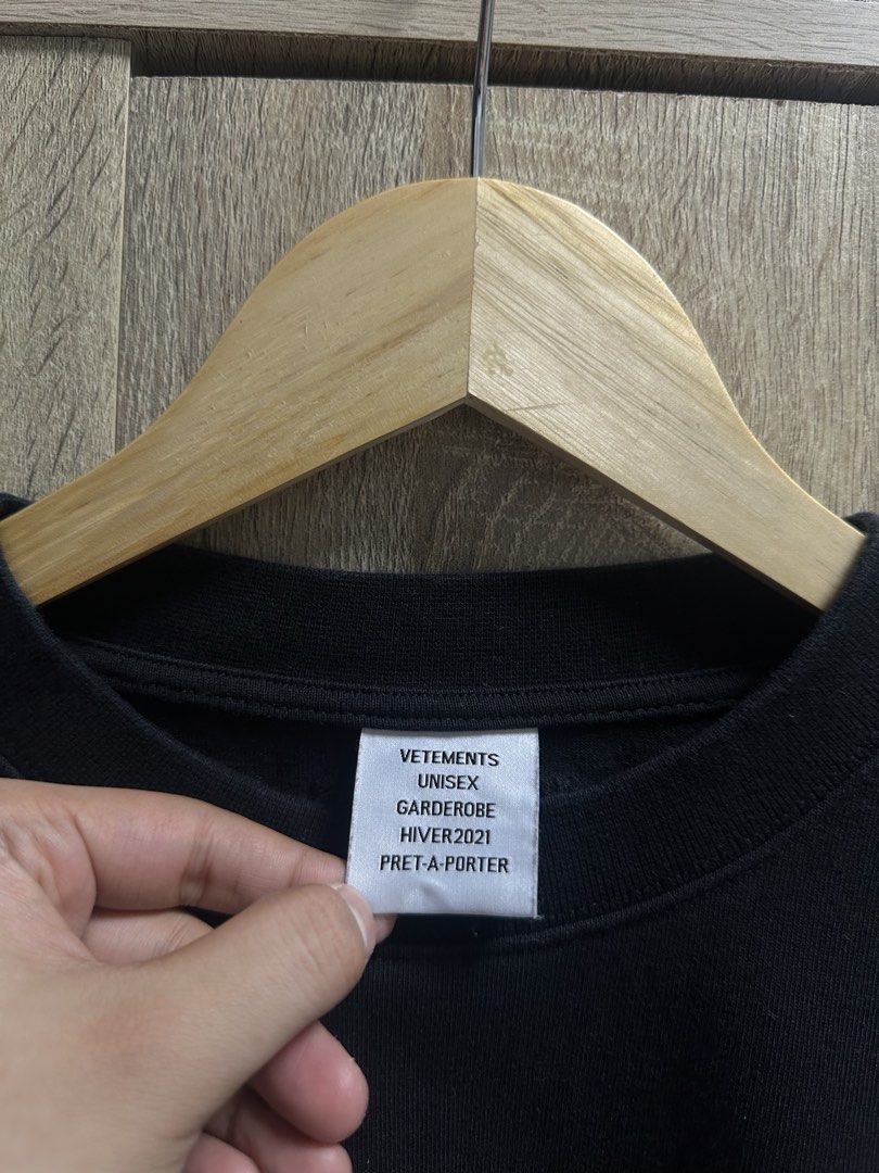 Vetements Gothic Longsleeve (Category: Luxury Apparel) located in Imus. Submitted by rckrmns (Listing ID 1465724642, Image 3). Description: Vetements Gothic Longsleeve Size S fit to XL-XXL W- 25 L- 30 Good as New .