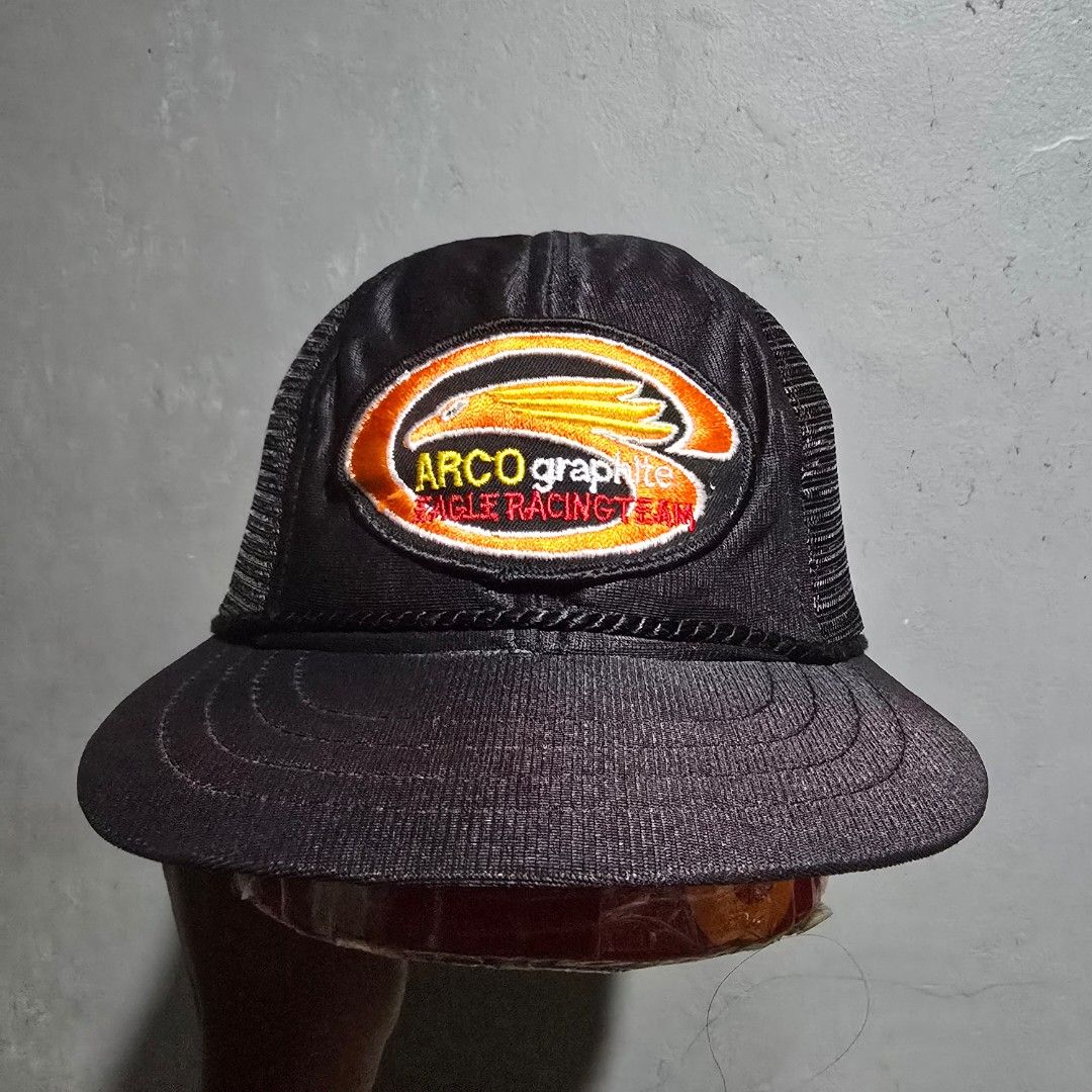 Vintage Arco Graphite Eagle Racing Cap (Category: Caps & Hats) located in Quezon City. Submitted by SuotKalyeManila (Listing ID 1465601779, Image 3). Description: Manage your expectations ukay ukay caps po ito at hindi po brand new pero minsan mga flaws pero wearable naman ang presyo po ay depende sa kondisyon ng cap Condition: Excellent Size: One Size Fits All Color Rate: 9.5/10 No Issue Laba na po and ready to wear pm for details .
