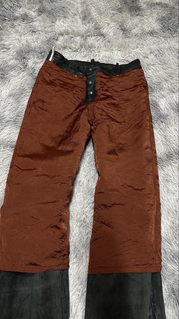 Vintage Arm*ni solid leather pants 1990's (Category: Jeans) located in Manila. Submitted by paulovenegaskalakal2020 (Listing ID 1465660681, Image 3). Description: For sale! Kalakal Vintage Arm*ni solid leather pants 1990's armani jeans tag Buttonfly Size- 30 to 31 Length- 41 inches Thigh- 12 inches Knee- 9 inches Leg opening- 8 inches Sign of usage Good MINE 10,580 +sf.